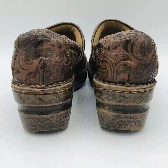 BOC Womens Shoes Size 6.5 Brown Clogs Born Concept Peggy Paisley Floral Embossed - Picture 7 of 11